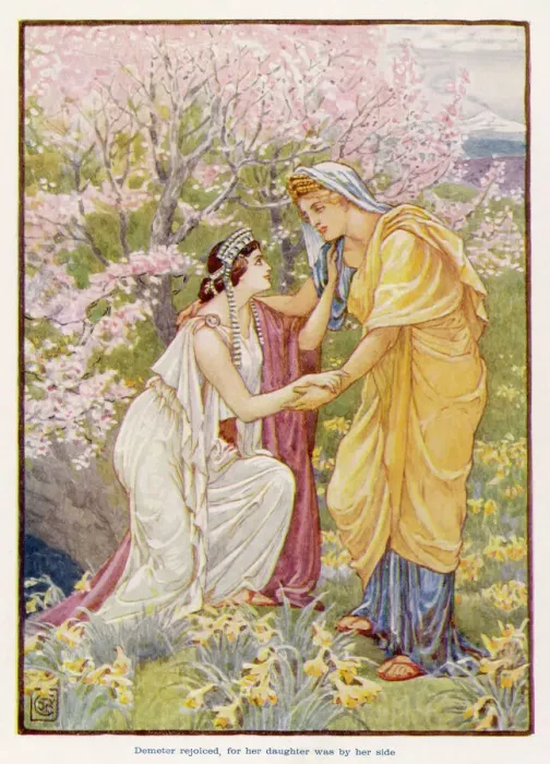 Framed Print : Print of Demeter and Persephone Reunion Framed Print : Print of Demeter and Persephone Reunion