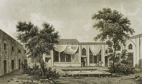 Persia, Tehran. Palace of the British envoy. Engraving