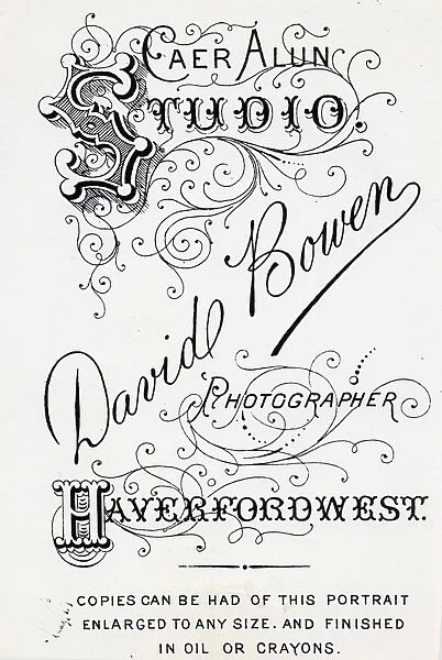Photographers advertisement, Haverfordwest, South Wales