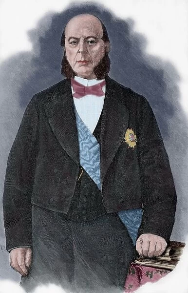 Pierre Jules Baroche (1802-1870). Colored engraving, 1883