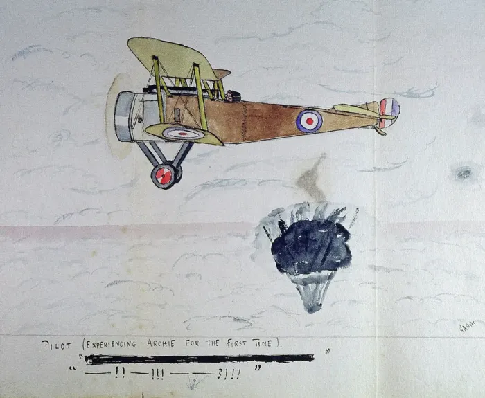 Framed Print : WW1 Pilot Experiencing Archie for the First Time Print Framed Print : WW1 Pilot Experiencing Archie for the First Time Print