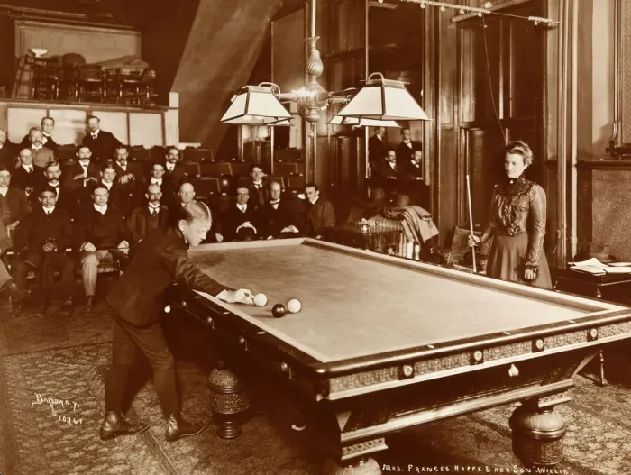 Framed Print : Mrs. Frances Hoppe Playing Billiards with Son, 1890 Print Framed Print : Mrs. Frances Hoppe Playing Billiards with Son, 1890 Print