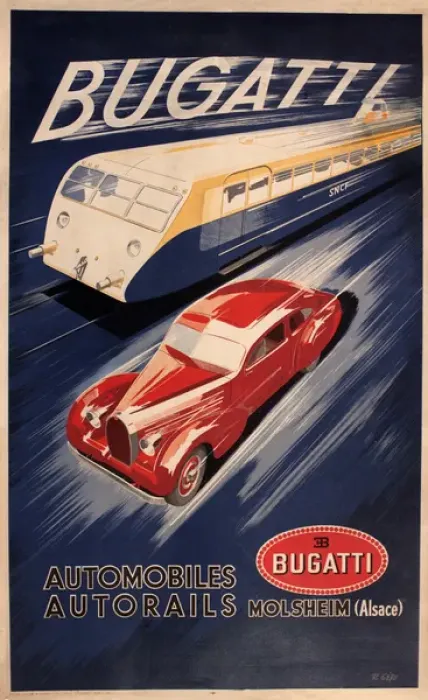 Framed Print : Bugatti Automobiles and Autorails Print Advertisement Framed Print : Bugatti Automobiles and Autorails Print Advertisement