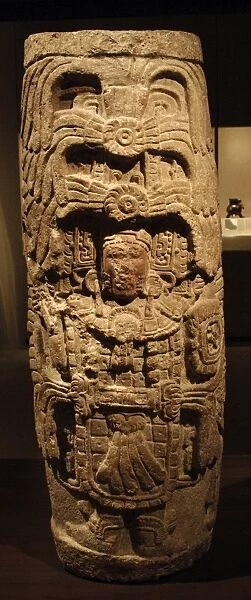 Pre-Columbian Art. Maya. Mexico. Column depicting a man