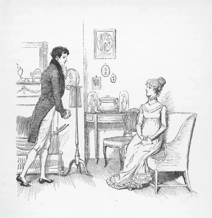 Framed Print : Print of Elizabeth Bennet Refusing Mr Darcy