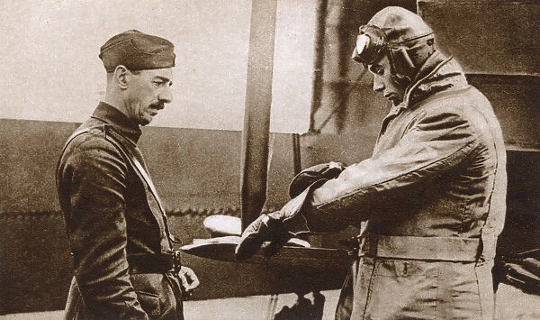 Prince Albert preparing for flight in a Handley-Page bomber
