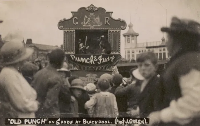 Framed Print : Print of a crowd watching Punch at Blackpool Framed Print : Print of a crowd watching Punch at Blackpool