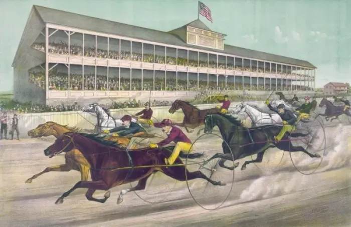 Framed Print : Print of A race to the wire, c1891 Framed Print : Print of A race to the wire, c1891