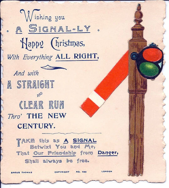 Railway signals on a Christmas and New Year card