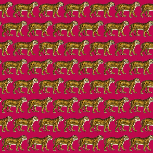 Repeating Pattern - Tigers - red background