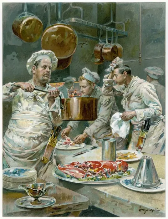 Framed Print : Mary Evans Print: Marchett Restaurant Chefs at Work Framed Print : Mary Evans Print: Marchett Restaurant Chefs at Work