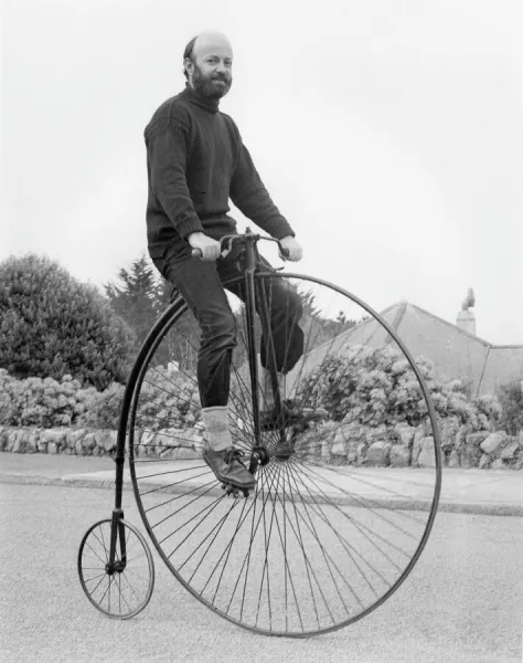 Riding a Penny Farthing bicycle