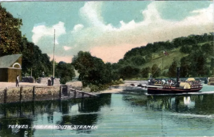 Framed Print : River Fal, Totnes, Devon Print: Falmouth Steamer 1900s Framed Print : River Fal, Totnes, Devon Print: Falmouth Steamer 1900s