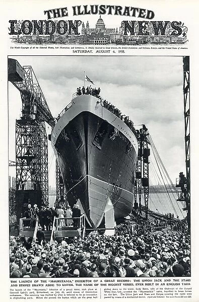 RMS Mauretania, ocean liner being launched 1938