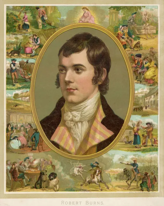 Framed Print : Robert Burns Print - Scottish National Poet Portrait with Literary Works Framed Print : Robert Burns Print - Scottish National Poet Portrait with Literary Works
