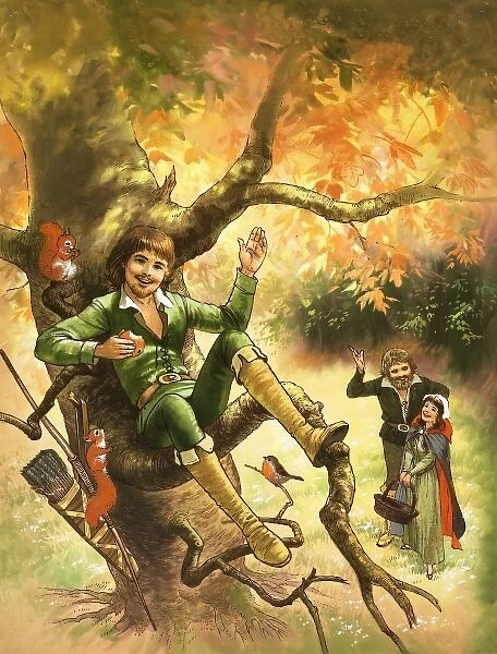 Robin Hood resting in a tree