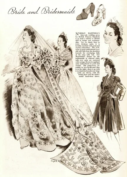 Royal Wedding 1947 - bride and bridesmaid dresses