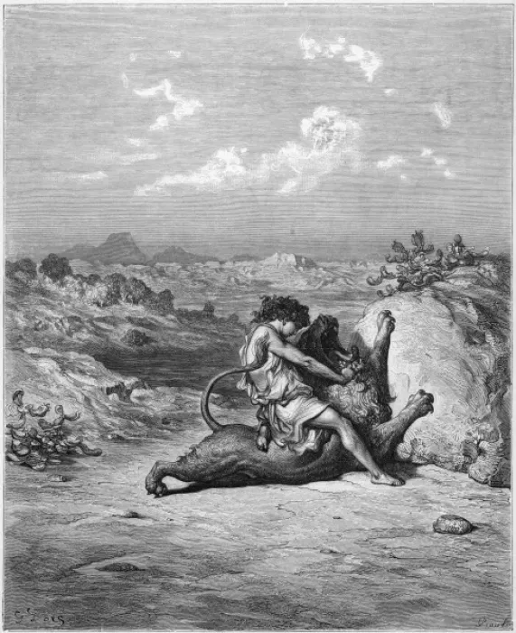 Framed Print : Samson Fights the Lion Print Framed Print : Samson Fights the Lion Print
