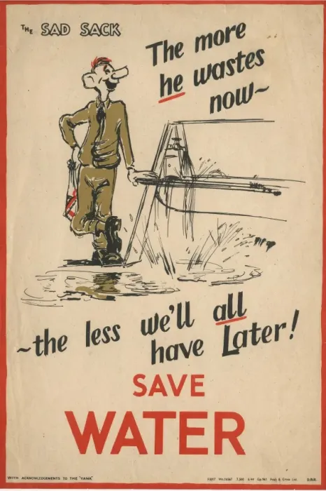 Framed Print : Save Water Print: A WW2 British Poster Framed Print : Save Water Print: A WW2 British Poster