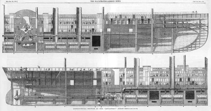 Framed Print : Section of Great Eastern Longitudinal sections Print Framed Print : Section of Great Eastern Longitudinal sections Print