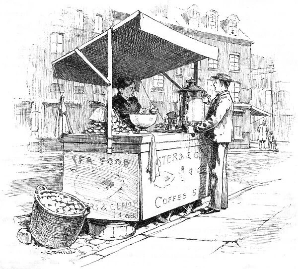 Selling coffee and clams in New York, 1890