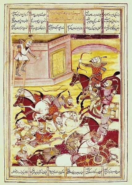 Shahnameh. The Book of Kings. 16th c. Sam shooting