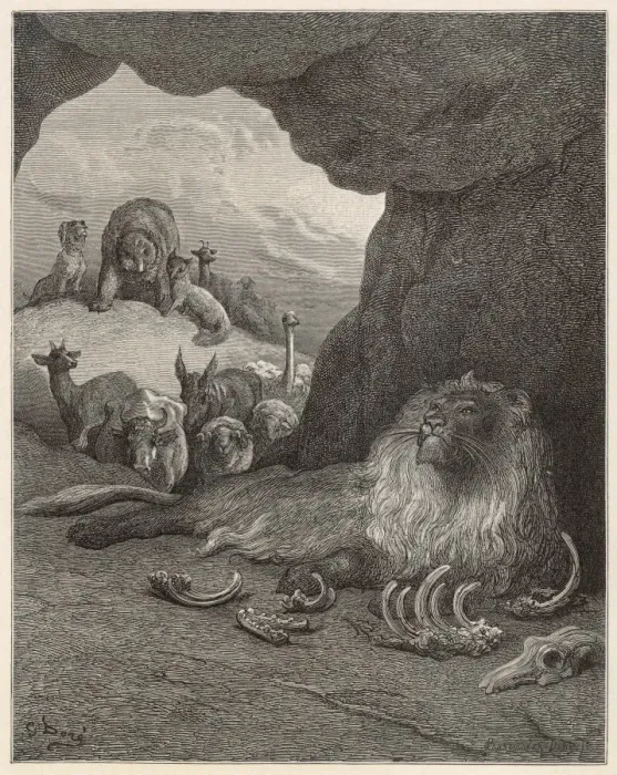 Framed Print : The Sick Lion and the Fox Print