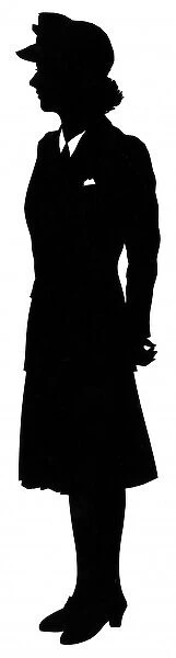 Silhouette of a woman in uniform