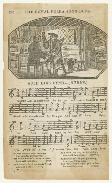 Framed Print : Auld Lang Syne Print, Lithograph of a New Year's Eve Scene Framed Print : Auld Lang Syne Print, Lithograph of a New Year's Eve Scene