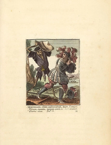 Skeleton of Death killing a Count with his own escutcheon