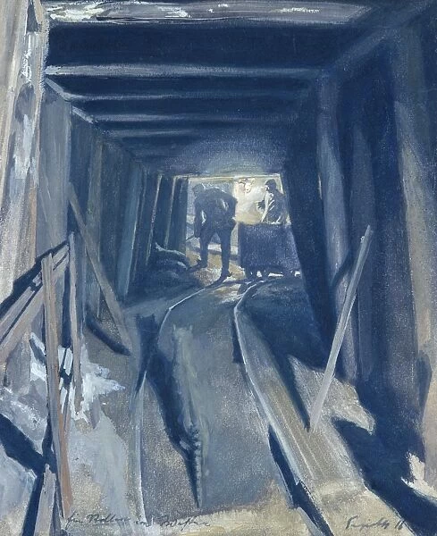 Two soldiers in underground passageway, WW1