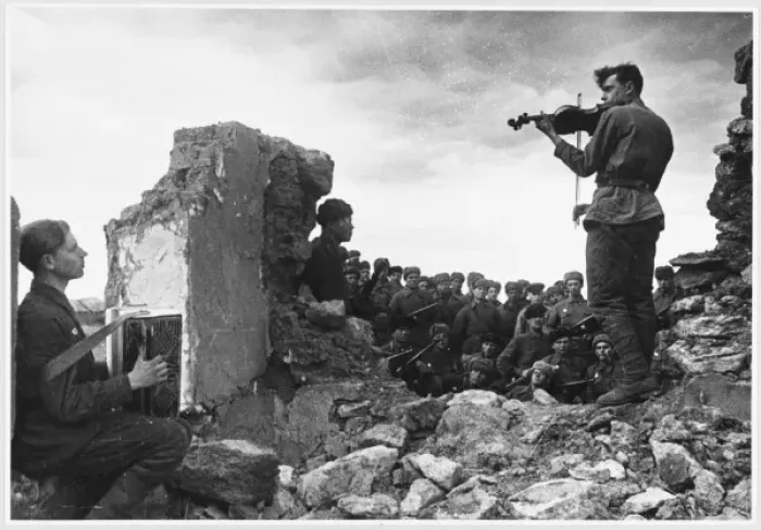 Framed Print : Soviet Troops Relax Print Framed Print : Soviet Troops Relax Print