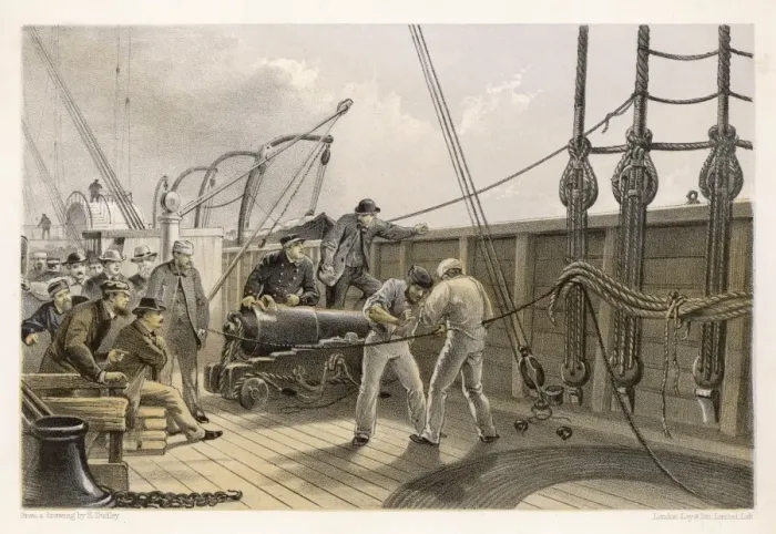 Framed Print : Splicing Atlantic Cable Print - Repair Work Aboard the Great Eastern Framed Print : Splicing Atlantic Cable Print - Repair Work Aboard the Great Eastern