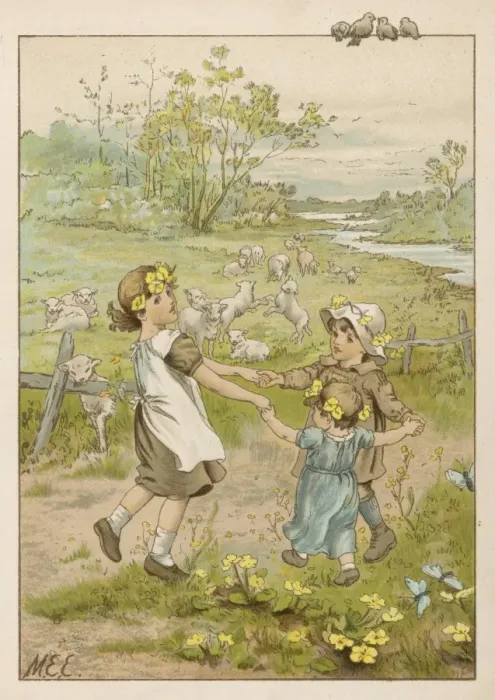 Framed Print : Children Dancing Print, C1880 Framed Print : Children Dancing Print, C1880