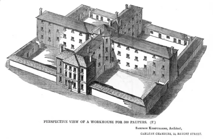 Framed Print : Perspective Print of Square Workhouse Design Framed Print : Perspective Print of Square Workhouse Design