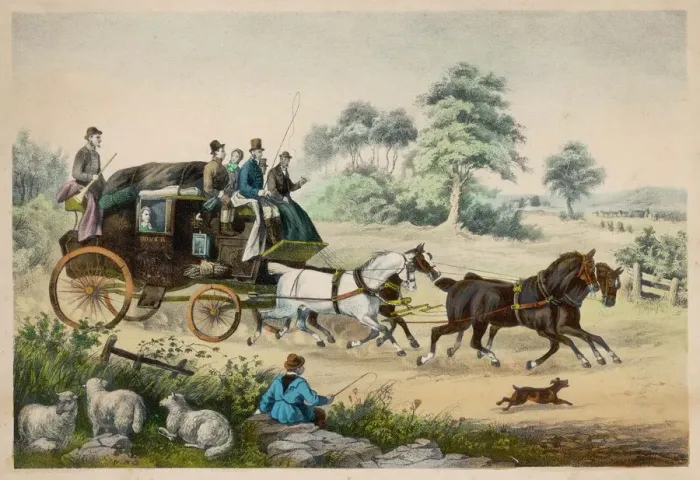 Framed Print : Dover Coach Passes a Shepherd Boy Print Framed Print : Dover Coach Passes a Shepherd Boy Print