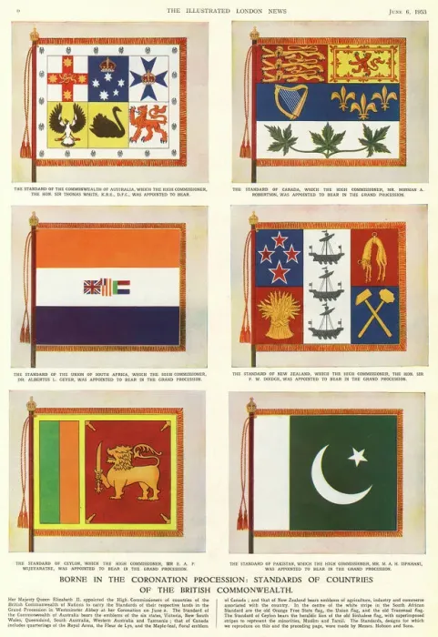 Framed Print : The Coronation Procession Print: 1953 British Commonwealth Standards Framed Print : The Coronation Procession Print: 1953 British Commonwealth Standards