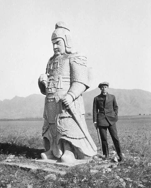 Stone warrior, soldier, Ming tombs, China, c. 1910