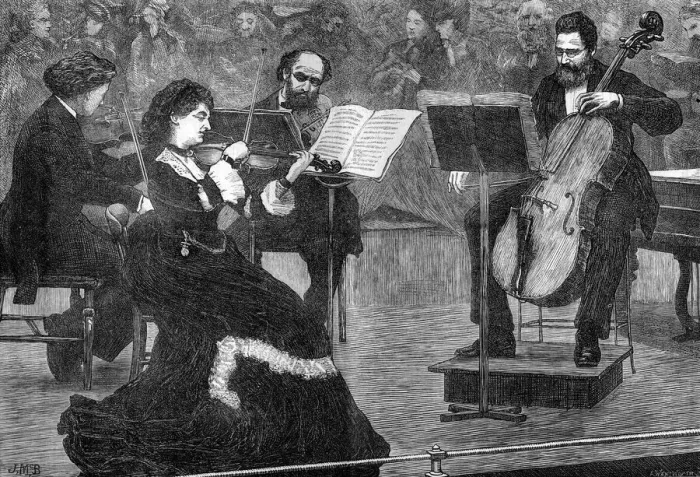 Framed Print : Print of a String Quartet Performance at St James's Hall, 1872