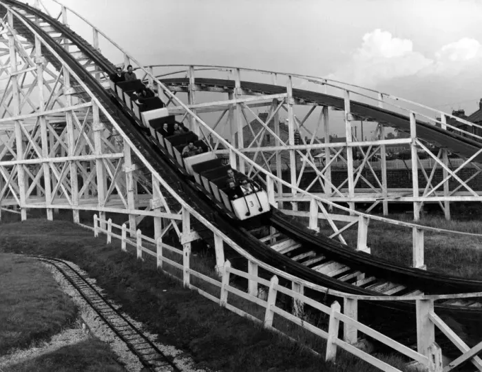 Framed Print : Switchback at Blackpool Print, 1950s Framed Print : Switchback at Blackpool Print, 1950s