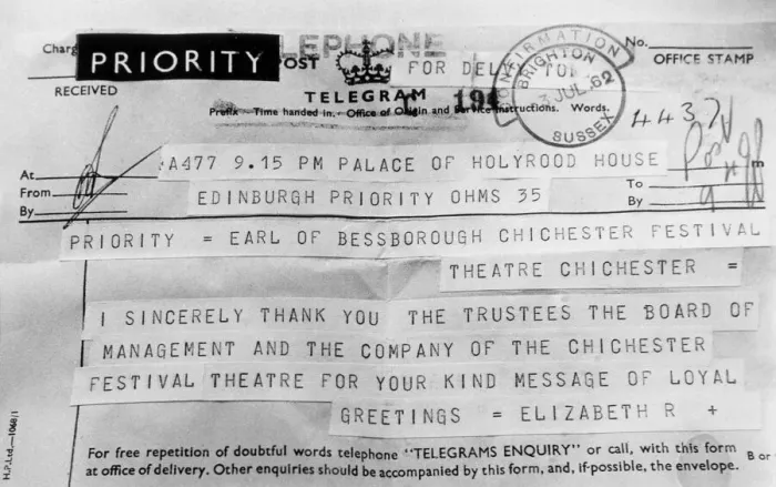 Framed Print : The Queen's 1962 Telegram Print Framed Print : The Queen's 1962 Telegram Print