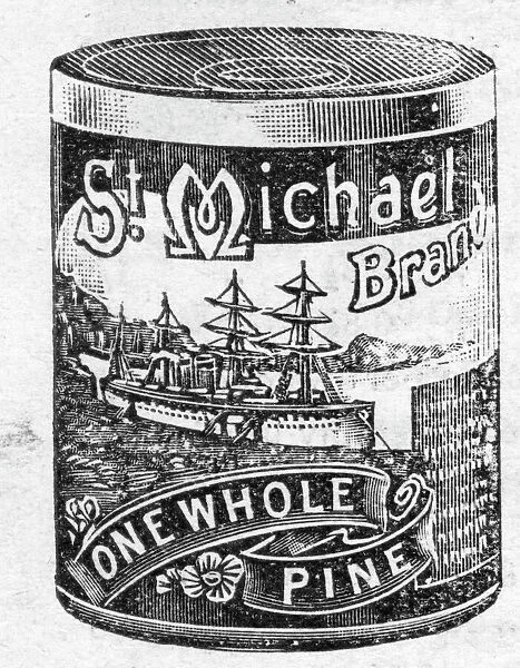 Tinned Pineapple. A can of St Michael brand Pineapple