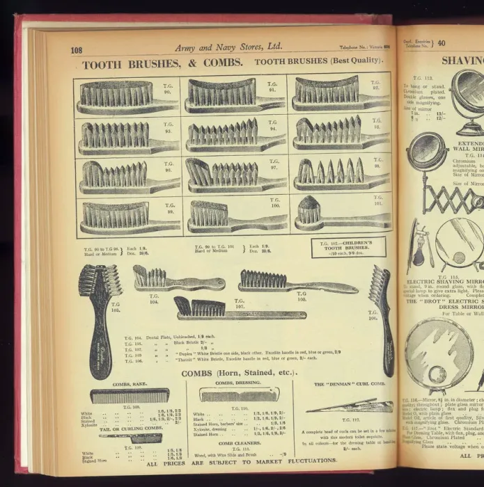 Framed Print : Toothbrushes and Combs Print Framed Print : Toothbrushes and Combs Print