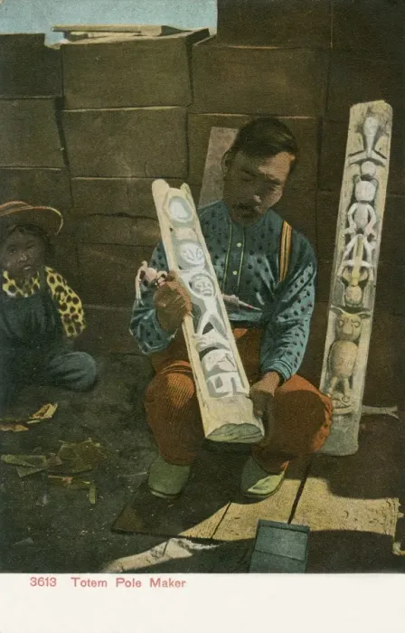 Framed Print : Totem Pole Maker Print by Native American Artist Framed Print : Totem Pole Maker Print by Native American Artist