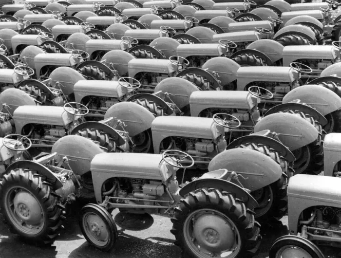 Framed Print : Brand New Tractors Export Print, 1960s