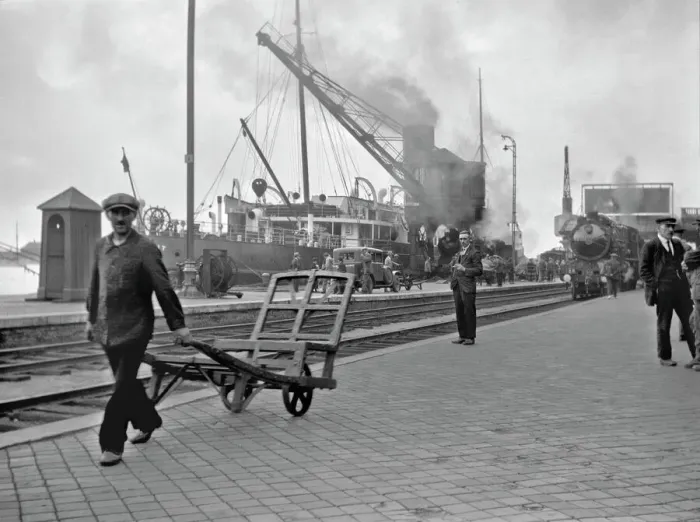 Framed Print : Train at Calais Dock Print, 1928 Framed Print : Train at Calais Dock Print, 1928