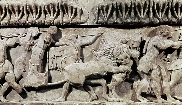 Treasury of Siphnos (525 B. C. ). Gigantomachy. North frieze