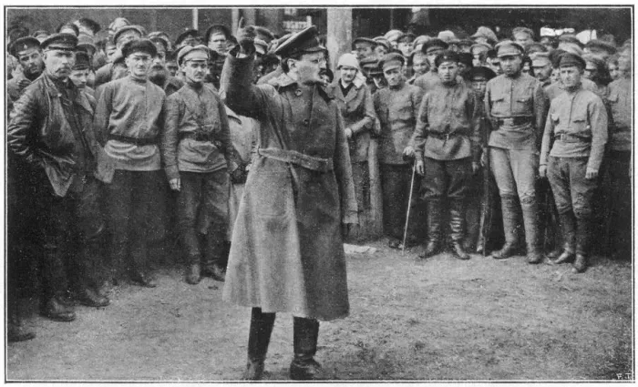 Framed Print : Print of Leon Trotsky haranguing soldiers in 1920 Framed Print : Print of Leon Trotsky haranguing soldiers in 1920