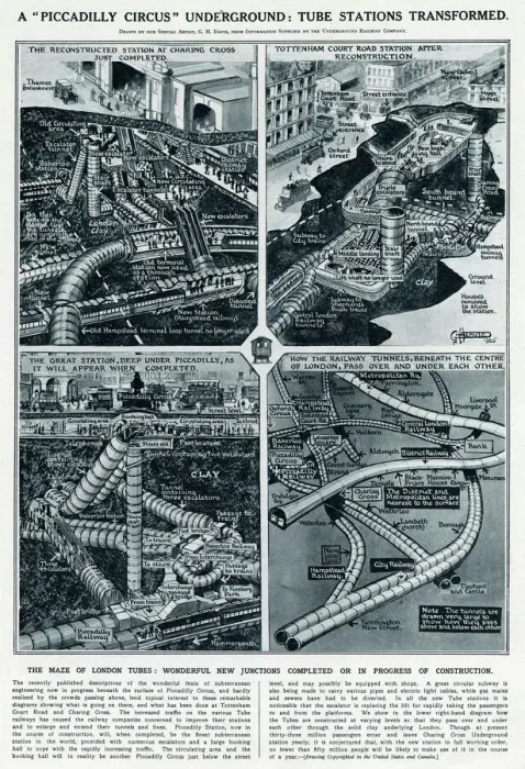 Framed Print : 1927 Print: London Tube Stations Transformed Framed Print : 1927 Print: London Tube Stations Transformed