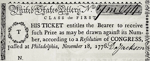 United States. Lottery ticket, 1776